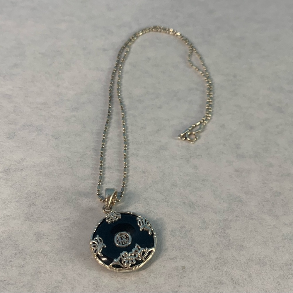Vintage Asian Sterling Silver Pendant with Chain